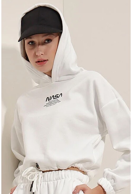 553130 Nasa Baskılı Crop Sweat