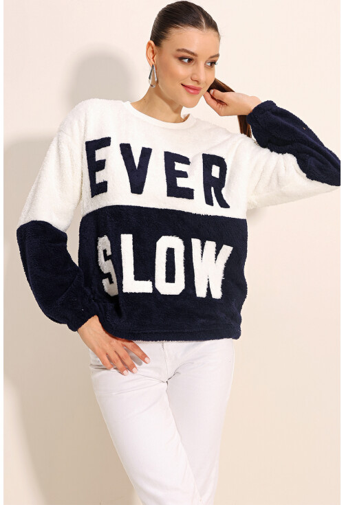 55438 Blok Renkli Peluş Sweatshirt