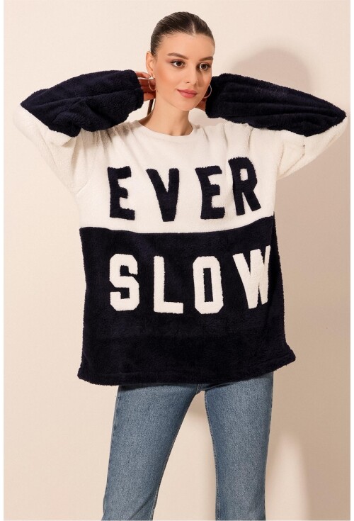 55438 Blok Renkli Peluş Sweatshirt