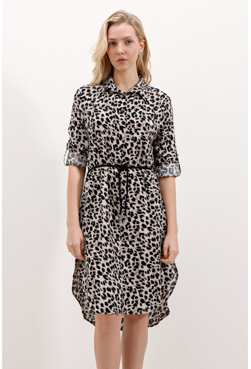 5629 Striped Dress With Belt
