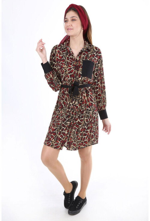 5688 Bel Kuşak Desenli Tunik