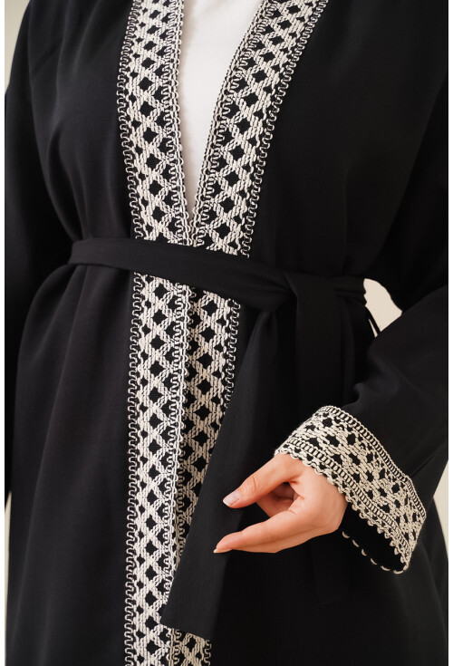 5867 Nakışlı Keten Kimono