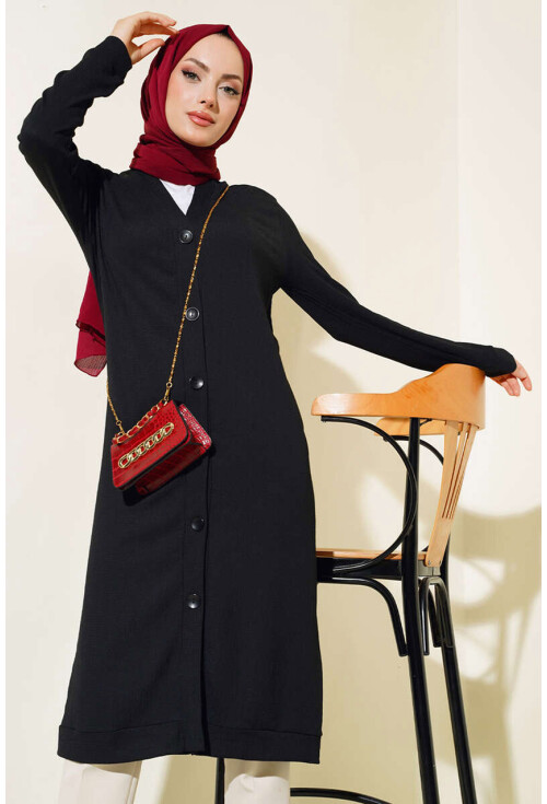 5922 Long Hijab Cardigan With Buttons