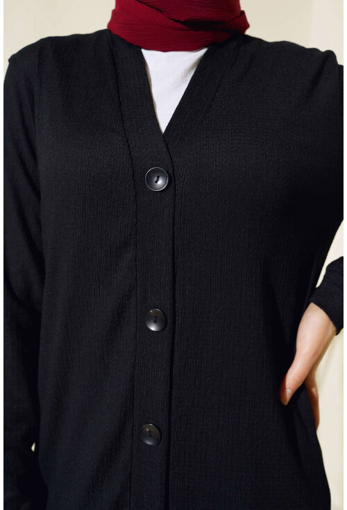 5922 Long Hijab Cardigan With Buttons