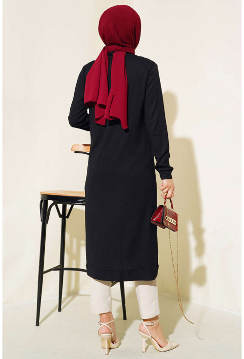 5922 Long Hijab Cardigan With Buttons