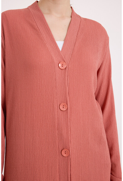 5922 Düğmeli Uzun Tesettür Hırka