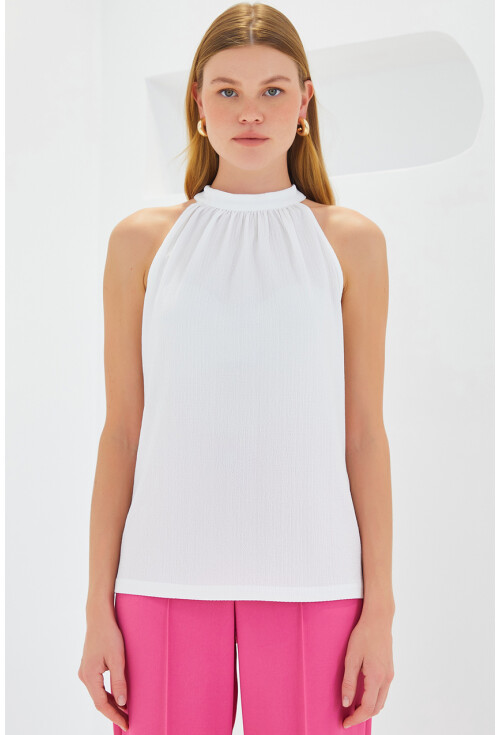 0489 Halter Yaka Örme Bluz