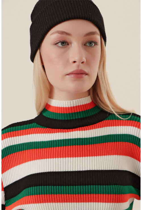 15789 Çok Renkli Boğazlı Kazak