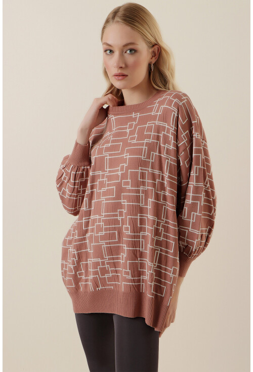 15790 Desenli Oversize Kazak