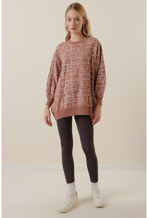 15790 Desenli Oversize Kazak