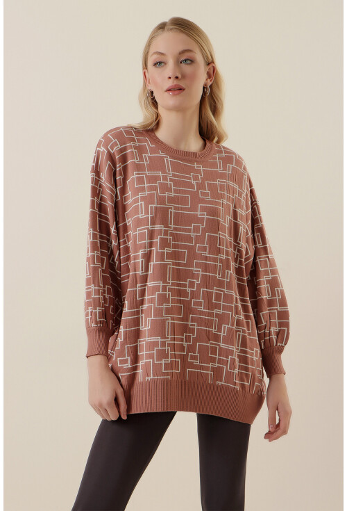 15790 Desenli Oversize Kazak