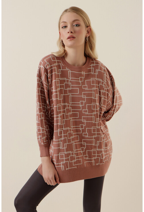 15790 Desenli Oversize Kazak