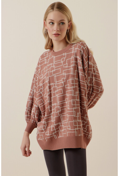 15790 Desenli Oversize Kazak