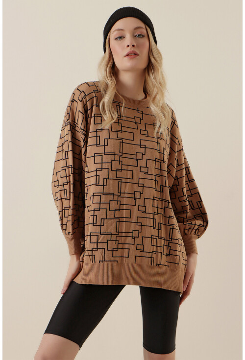 15790 Desenli Oversize Kazak