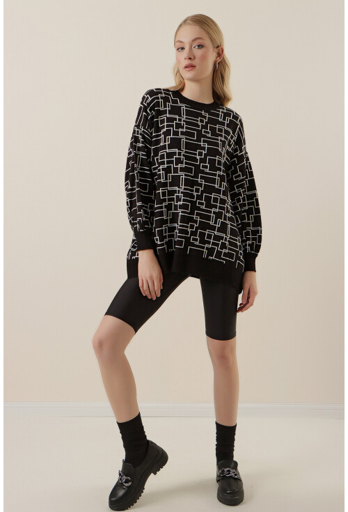 15790 Desenli Oversize Kazak