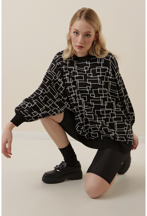 15790 Desenli Oversize Kazak