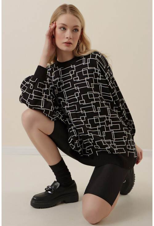 15790 Desenli Oversize Kazak