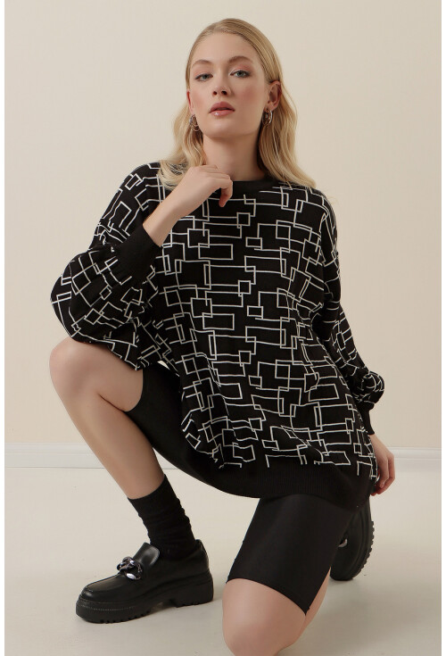 15790 Desenli Oversize Kazak