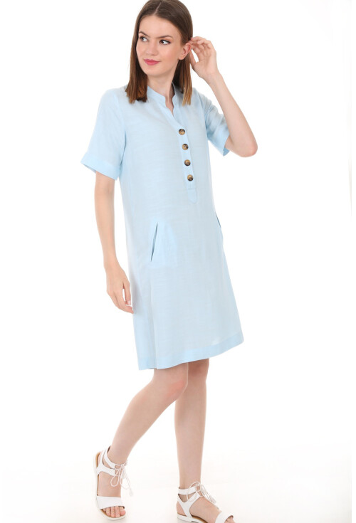 1665 Cepli Düğme Detaylı Elbise