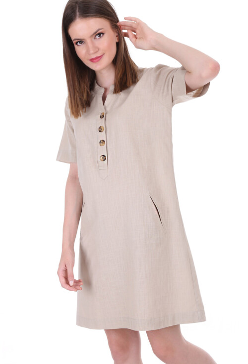 1665 Cepli Düğme Detaylı Elbise