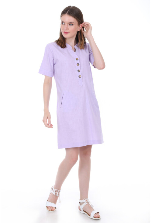 1665 Cepli Düğme Detaylı Elbise