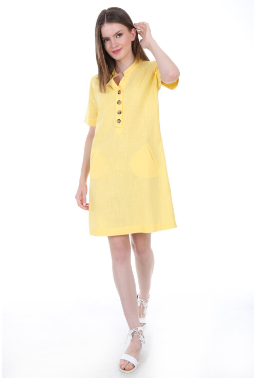 1665 Cepli Düğme Detaylı Elbise