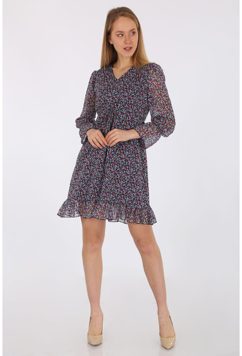 1904 Desenli Şifon Elbise