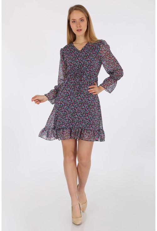 1904 Desenli Şifon Elbise