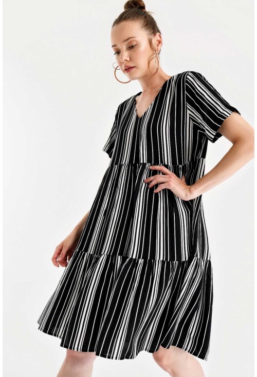 1983 V Yaka Midi Boy Elbise