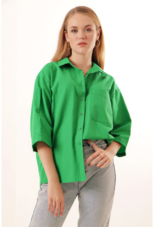 20124 Oversize Cepli Gömlek