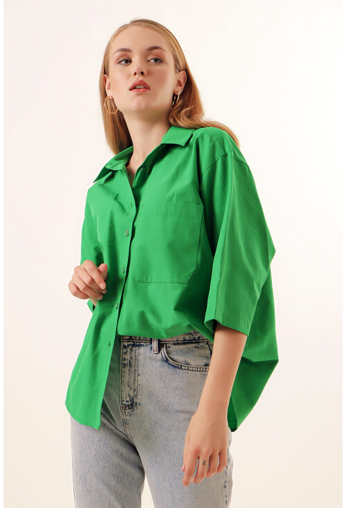 20124 Oversize Cepli Gömlek