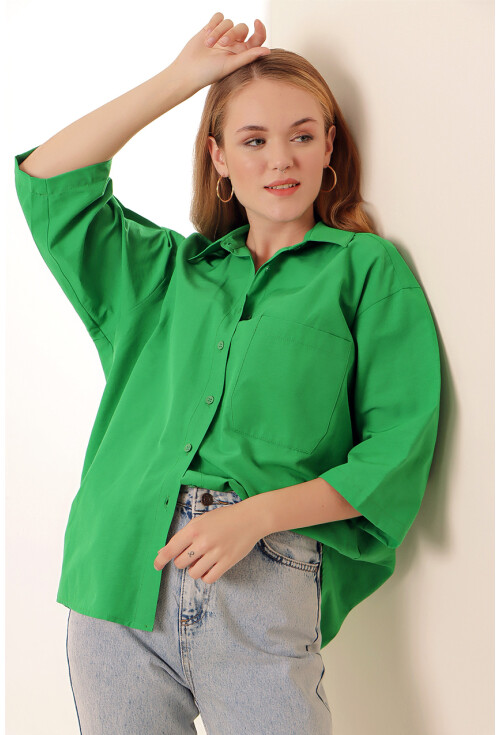 20124 Oversize Cepli Gömlek