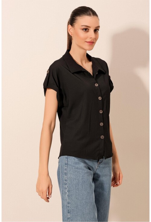 20182 - Duble Kol Bayan Krinkıl Gömlek