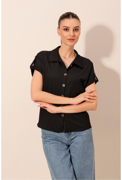 20182 - Duble Kol Bayan Krinkıl Gömlek
