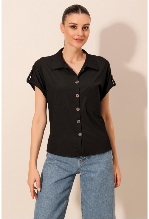 20182 - Duble Kol Bayan Krinkıl Gömlek