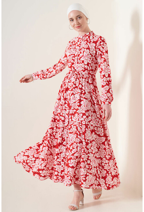 2144 Mandarin Collar Hijab Dress
