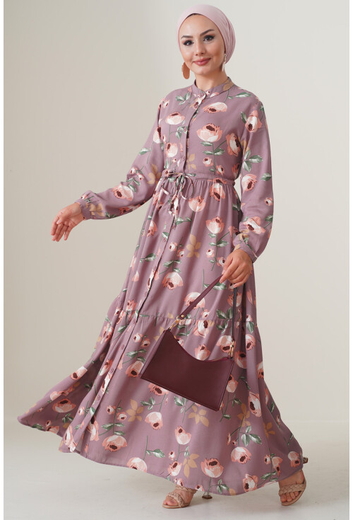 2144 Mandarin Collar Hijab Dress