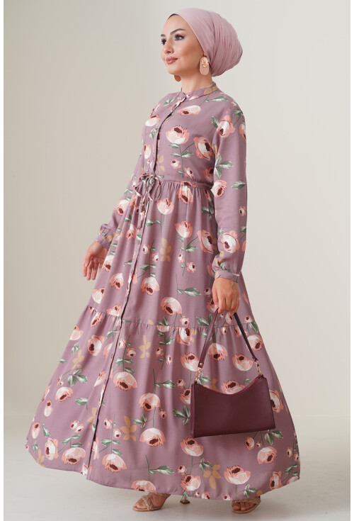 2144 Mandarin Collar Hijab Dress