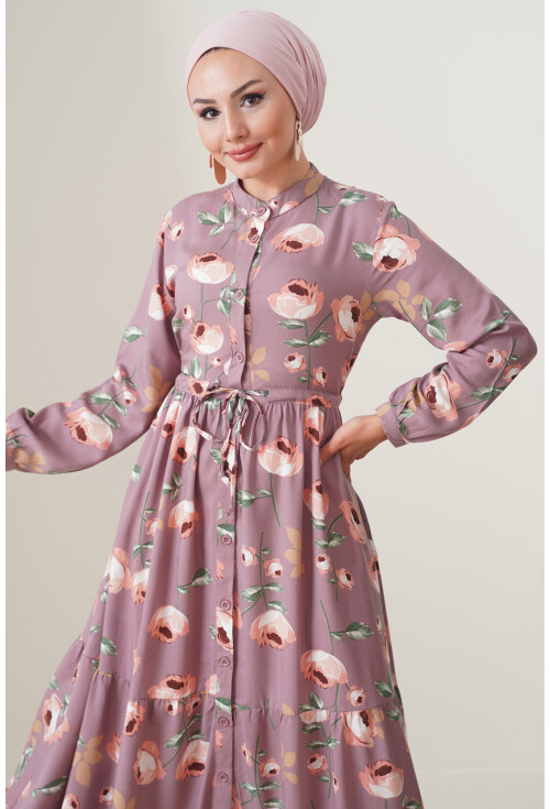 2144 Mandarin Collar Hijab Dress