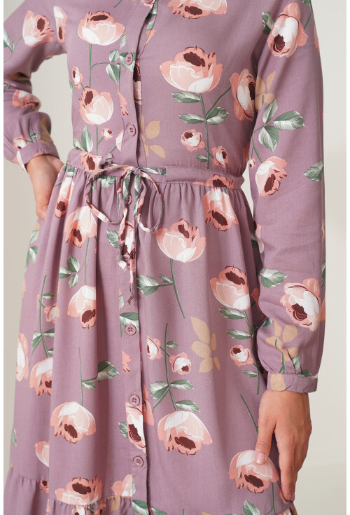 2144 Mandarin Collar Hijab Dress