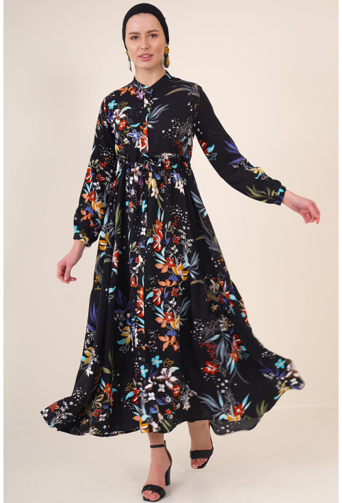 2144 Mandarin Collar Hijab Dress