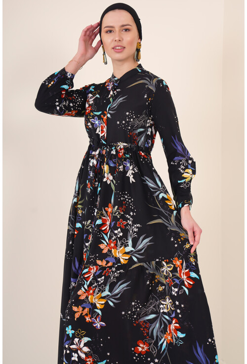 2144 Mandarin Collar Hijab Dress