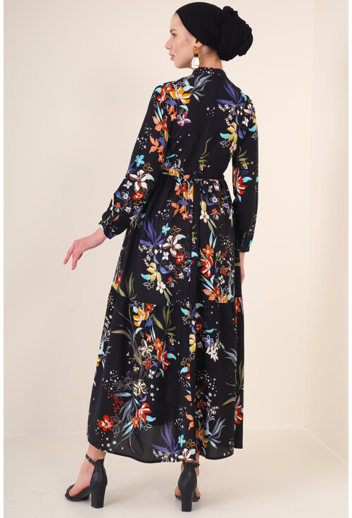 2144 Mandarin Collar Hijab Dress