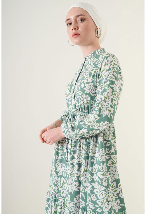 2144 Mandarin Collar Hijab Dress
