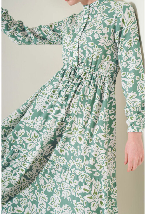 2144 Mandarin Collar Hijab Dress