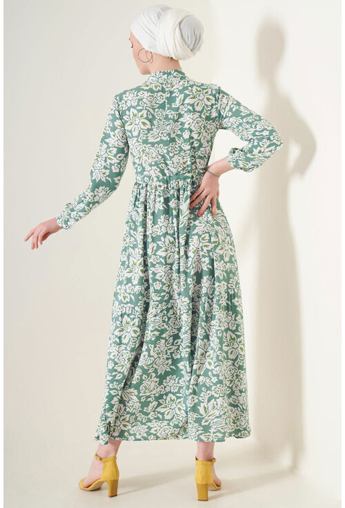 2144 Mandarin Collar Hijab Dress