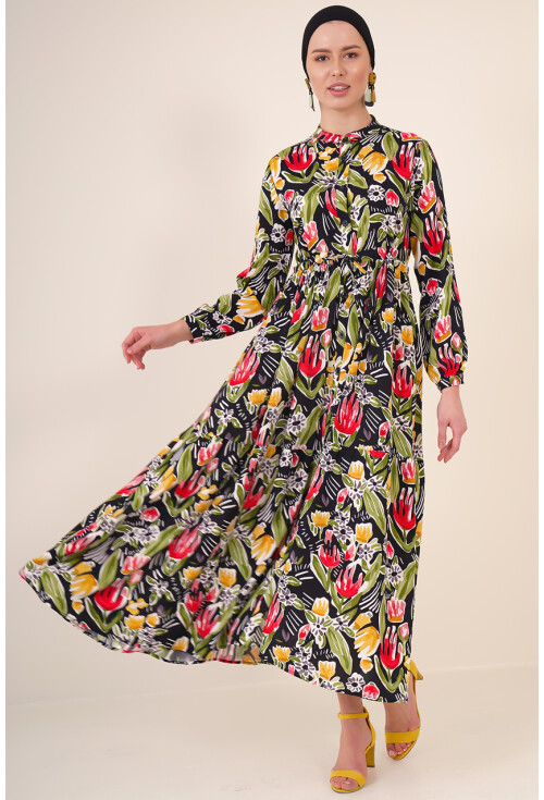 2144 Mandarin Collar Hijab Dress