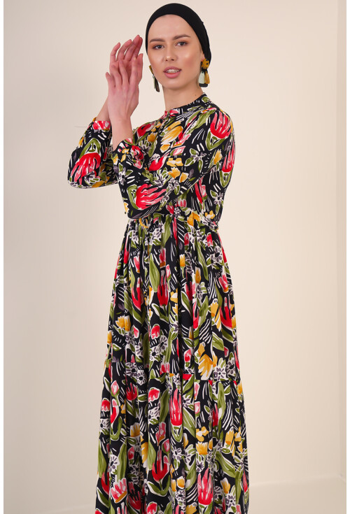 2144 Mandarin Collar Hijab Dress