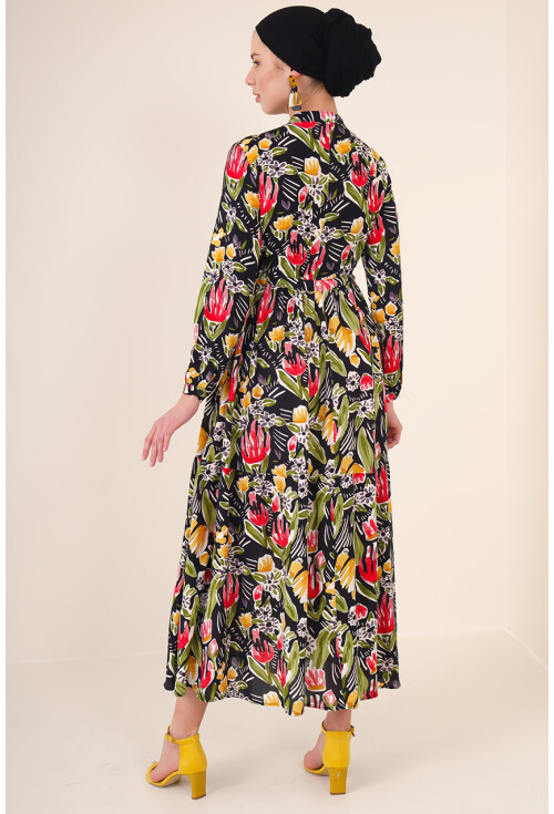 2144 Mandarin Collar Hijab Dress