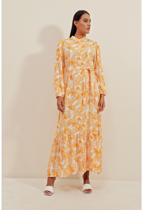 2158 Egzotik Desen Tesettür Elbise